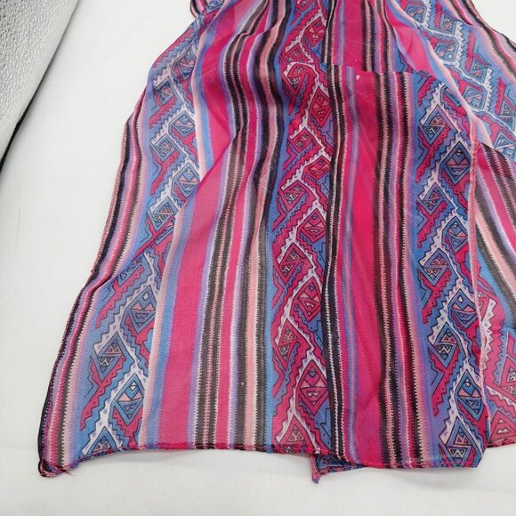 Liz Sinclair Oblong Scarf Multicolor Pink Western Made In India Rayon 10x62 - Picture 3 of 8